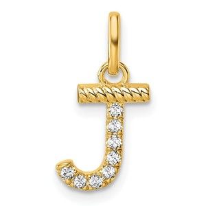 14k Yellow Gold Twisted .07 ct. Diamond Initial J Charm
